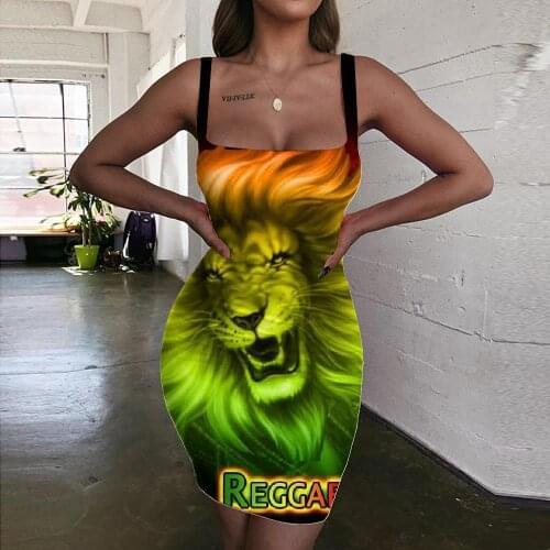 Giyu Brand Lion Dresses Women Animal Vestido Sexy Anime Bodycon Dress Colorful Sundress Green 3d Print Womens Clothing Summer
