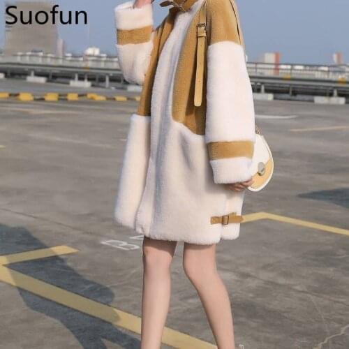 Suofun Office Lady Slim Office Lady Coat 2021 Fashion Womens Imitation Fur Coat Fur Like One Fur Womens Fall Winter Warm Coats