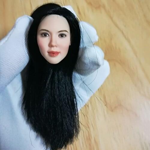 1/6 Soldier Head Sculpture Asian Beauty Hair Transplant Head Can Be Connected With Lan Body PH 12 inch action figure body