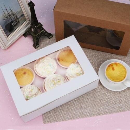 1pc White Clear Windowed Cupcake Boxes For 2, 4 & 6 &12 Cup Cakes With Removable Trays Wedding Party Candy Cookies Gift Box