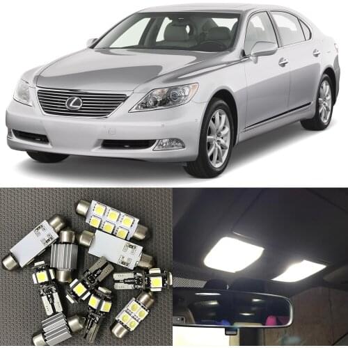 15pcs White Car LED Light Bulbs Interior Package Kit For 2007 2008 2009 Lexus LS460 LS600h Map Door Trunk Step Courtesy Lights