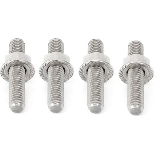 4Pcs Big Twin Cam Exhaust Port Studs Nuts Pipe Butt Both-Ends Screw Bolts for Harley Big Twin 84-16 Sportster XL 1200 883 86-17