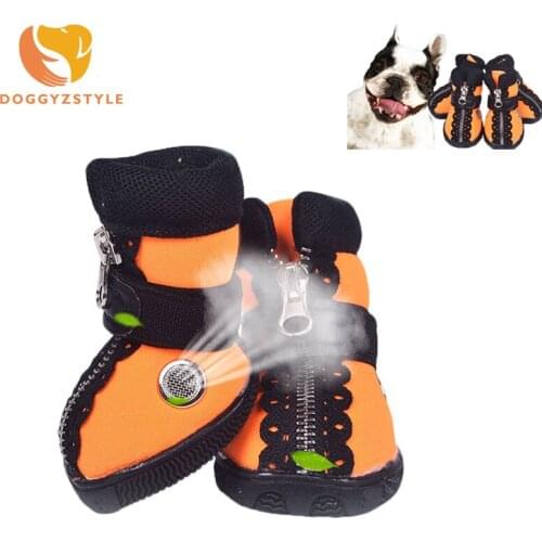 4pcs Waterproof Pet Dog Shoes Cat Pet Cozy Sneakers Anti-slip Summer Breathable Soft Mesh Footwear Dogs Puppy Boots DOGGYZSTYLE