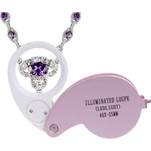 40X 25mm Glass Magnifying Magnifier Len Jeweler Eye Jewelry Loupe With LED Light Drop Shipping Support