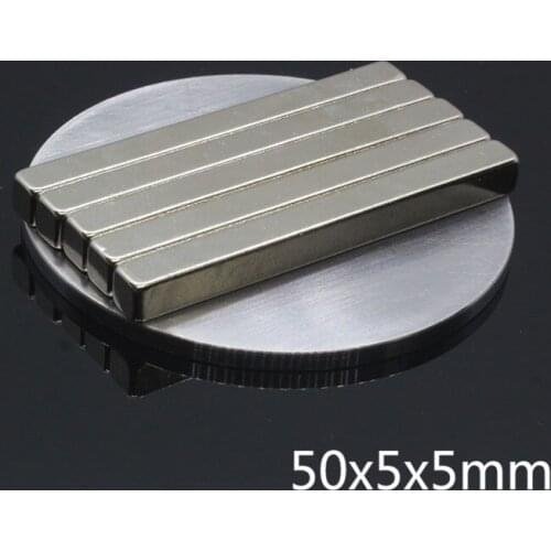 50pcs 50 x 5 x 5 mm Square Super Strong Long Block Bar Magnet N35 Rare Earth Neodymium Permanent magnets NdFeB magnetic magnet