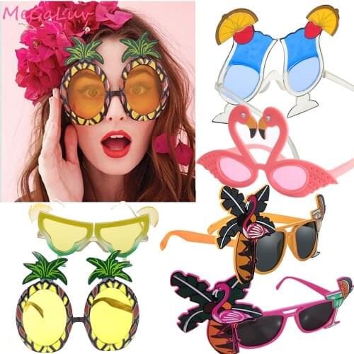 6Pairs Funny Sun Glasses Pink Flamingo Pineapple Sunglasses Hawaiian Party Tropical Decorations Beach Hawaii Luau Party Supplies