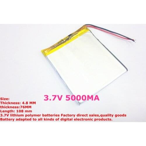1PCS free shippin wholesale NEW Battery for tablet PC PL4876108 battery 3.7V 5000MA