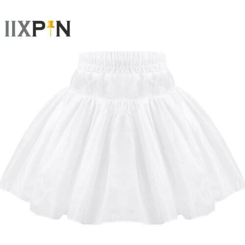Girls Crinoline Underskirt White Above Knee Length A-line Mesh Petticoat For Flower Girl Dresses Ball Gown Kids Dance Wear