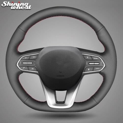 Shining wheat Hand-stitched leather Car Steering Wheel Cover for Hyundai Santa Fe 2019-2020 Palisade 2020