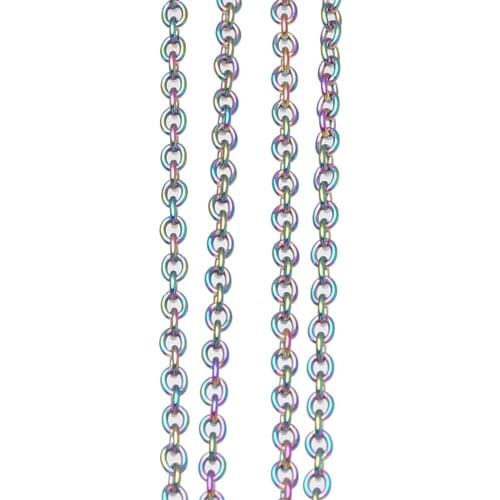 2Meters 1.2/1.5/2.0/2.5mm Rainbow Colored Link Chain Stainless Steel Curb Chain for Necklace Jewelry DIY Making