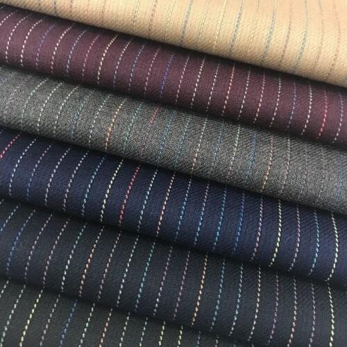 Colorful Tr Stripe Elastic Shuttle Woolen Uniform Fabric Vertical Stripe Spring and Autumn Suit Fabric