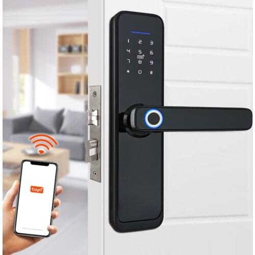 Tuya Wifi Fingerprint Lock Digital Smart Lock Security home and hotel Smart Door Lock Electronic Password ,RFID Card unlock