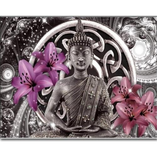 Lily Flower Buddha Zen Diy Diamond Painting Cross Stitch Diamond Embroidery Puzzle Picture 5D Mosaic Picture Rhinestones
