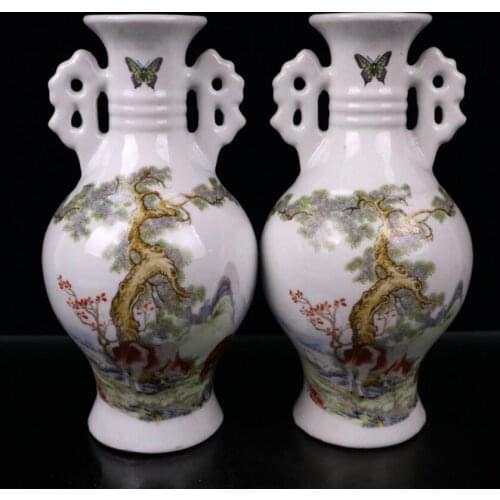 China seiko ceramic double ear vase crafts statue A pair