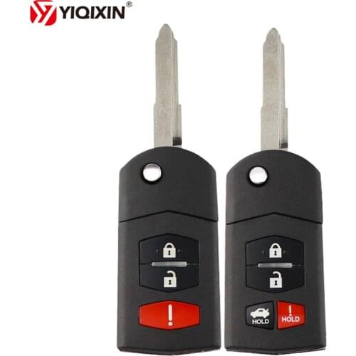 YIQIXIN 3/4 Button Flip Folding Remote Car Key Shell Replacement Case With Uncut Blade For Mazda 3 5 6 M6 RX8 MX5 CX5 CX7 CX9