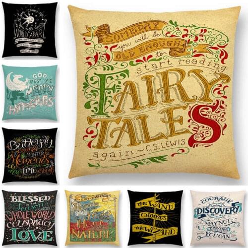 Hot Sale Decorative Letters Meaningful Saying Gorgeous Words Warm Proverb Magic Love Dream Courage Cushion Cover Pillow Case