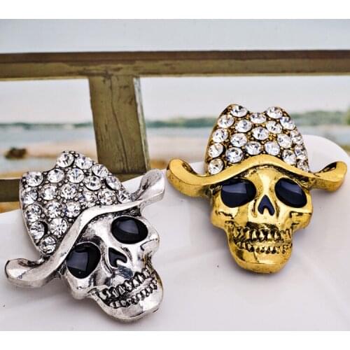 Fashion Mens Women Punk Skull Pin Brooch Vintage Rhinestones Badge DIY Button Halloween Party Gift Costume Brooch Lapel Pin