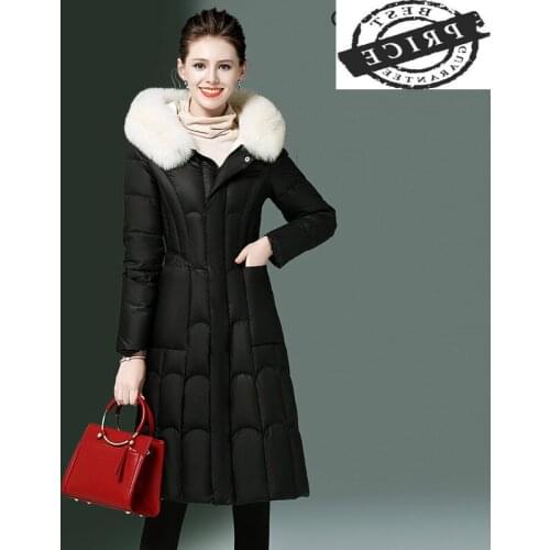 Fashion Brand Winter Down Jacket Women Fox Fur Hood Down Coat Female Long Parka Ladies Korean Elegant Outwear Hiver 1656a