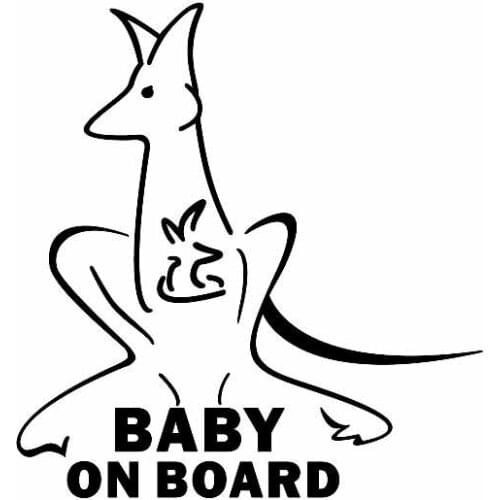 Personality Kangaroo Baby on Board Car Stickers Car Body Waterproof Accessories Boot Motorcycle Decals PVC 13cm X 13cm