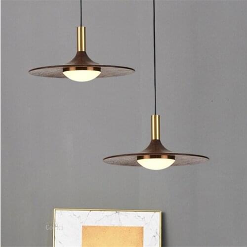 Nordic Solid Wood Walnut LED pendant lights Dinning Room Restaurant Bar Coffee Bedside hanging lamps Design Home Decor Fixtures