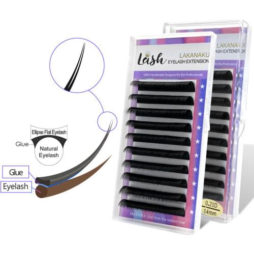 NEW Arrived 16 Lines Matte Ellipse Flat Lashes Split Tips Eyelash Extension Shaped Natural Light Artificial Eyelashes Ellipses