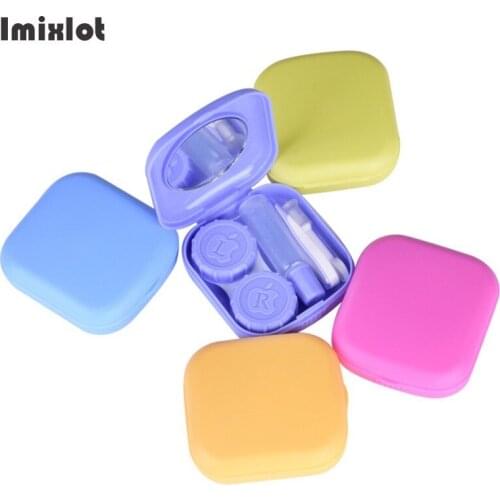 New Portable Mini Contact Lens Case with Mirror Women Colored Contact Lenses Box Eyes Contact Lens Container Lovely Travel Kit