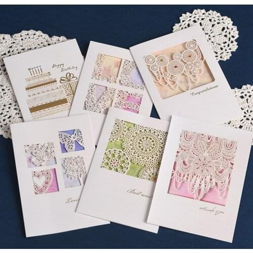 Laser Cut Happy Birthday Card Thank You Valentine Lace Greeting Card