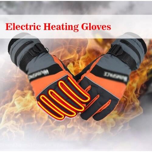 1 Pair Motorcycle Bicycle Snow Winter Outdoor Work 3.7V Electric Heated Gloves 2x2000MAh Rechargeable Battery Hands Warmer