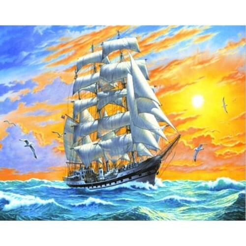 PhotoCustom 40x50cm Oil Painting By Numbers Seascape DIY Pictures By Numbers On Canvas Handpaint Frameless Scenery Draw Number