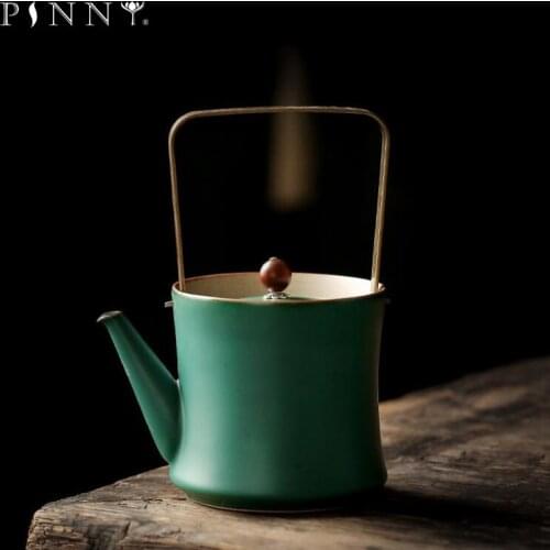 PINNY 380ML Coarse Pottery Japanese-style Girder Teapot Retro Ceramic Kung Fu Tea Pot Pigmented Tea Service