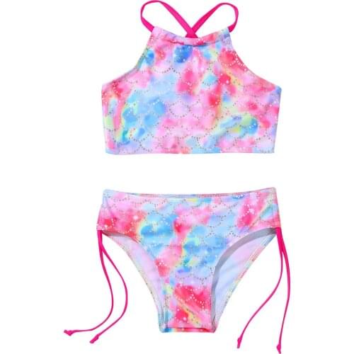 Girls Beachwear Sport Halter Tankini 2-Piece Bikinis Set Swimsuit Bathing Suit Summer Tank Top+Bikini Bottom Brazilian Swimwear