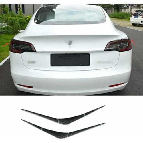 Fit for Tesla Model 3 Rear Tail Light Eyebrow Cover Trim Rear Brake Lamp Strips Trim Exterior Styling Carbon Fiber Pattern