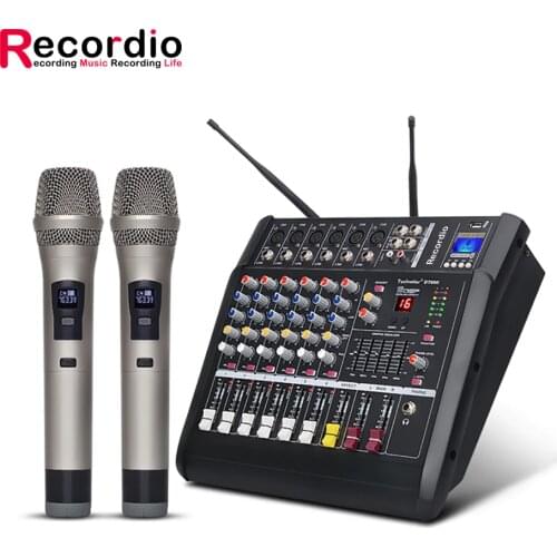 GAX-602W Professional 6-Channel Audio Mixer Amplifier Mixer Wireless Microphone Three in One For Family Party Stage KTV