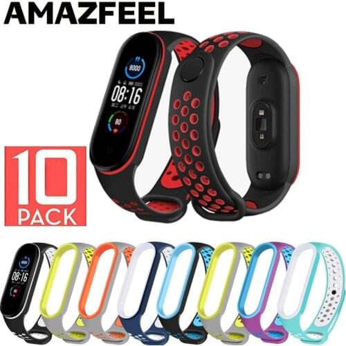 10Pcs/Pack Strap Mi Band 5 6 Bracelet Wrist Band Strap Breathable Silicone Belt for Xiaomi Mi Band 5 4 3 Wrist Straps MiBand