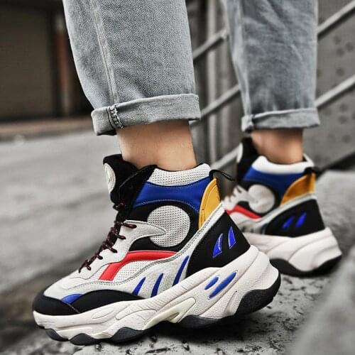 Hightop Chunky Sneakers Men White Sports Shoes Boy Sport Sneakers Mens Running Shoes 2021 Blue Tennis Male Krasaovki Flat E-810