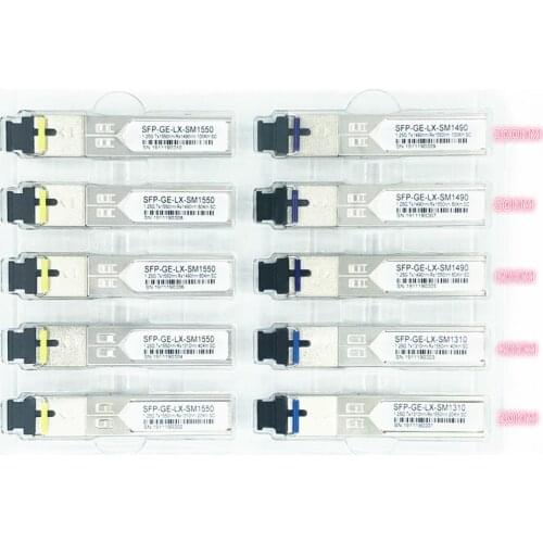 SC SFP Fiber optic module 1.25G SC 20/40/60/80/100KM 1310/1490/1550nm Single Fiber SFP Optical Module Compatible code ONU OLT