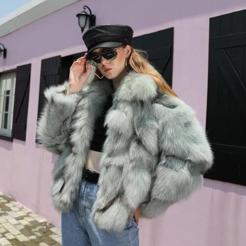 Cheap price Fox Fur Coat Luxury Fox Fur Coat for women oversize Fox fur jacket
