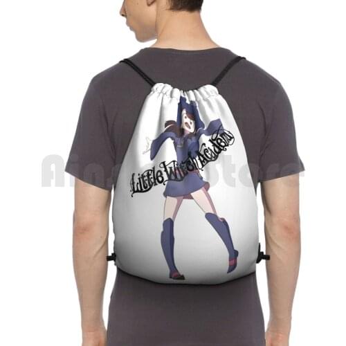 Akko Lwa Backpack Drawstring Bags Gym Bag Waterproof Little Witch Academia Logo Akko Little Witch Witchy Academia Netflix