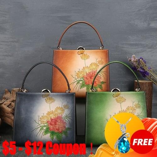 CGA Vintage Women Bags 2021 New Genuine Leather Luxury Handbags First Layer Cowhide Shoulder Casual Tote Bag Bolsos Para Mujer