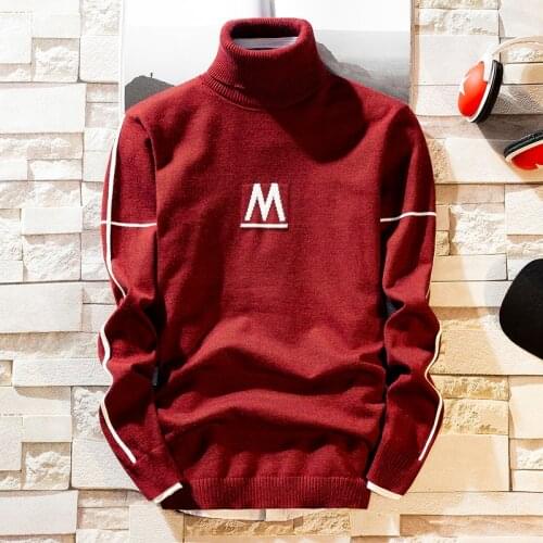 Sweater Tops Knitted Pullovers M-3Xl 2021 Autumn New Mens Turtleneck Sweaters Pullover Male Solid Color Slim Fit Turtleneck