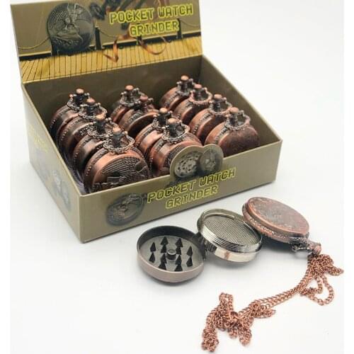 3-Layer Pocket Watch Herb Tobacco Grinder Spice Weed Grinders Smoking Pipe Accessories Smoke Cutter With Metal Hang Rope