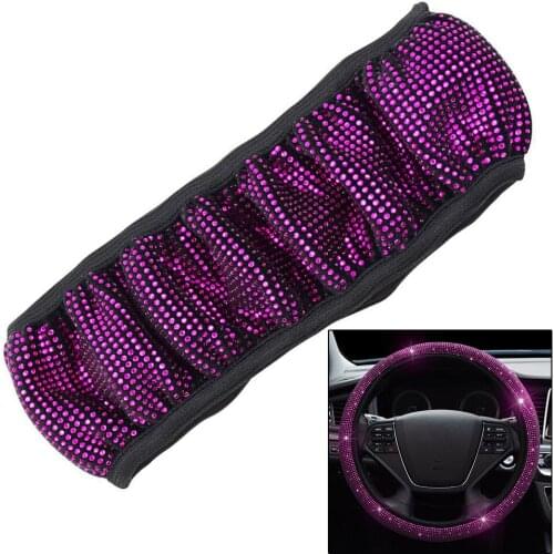 Universal Steering Wheel Cover Decorative Diamond Pink Shining /37-38cm