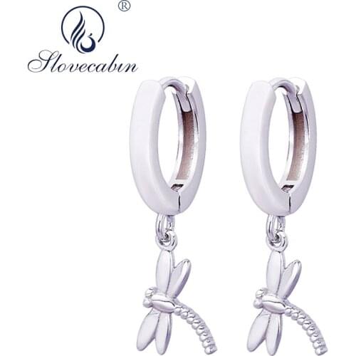 Slovecabin 925 Sterling Silver Animal Dragonfly Dangle Circle Drop Earrings For Women Fine Jewelry Making Supplies Women Gift