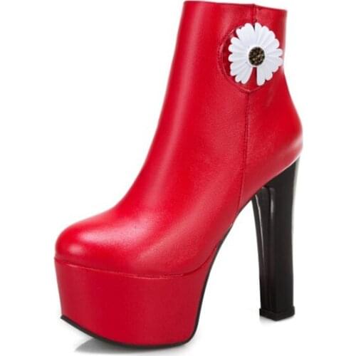 Womens plus size 50 platform boots Fashion High Heels Martin Boots Women Autumn Winter Sexy Platform Ankle Boots shoes 3912