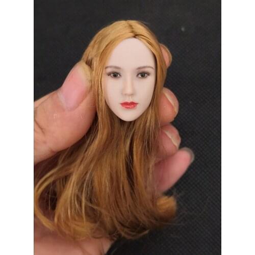 1/6 Asian beautiful girl head sculpture white muscle female soldier hair transplant head sculpture for 12 inch action figure