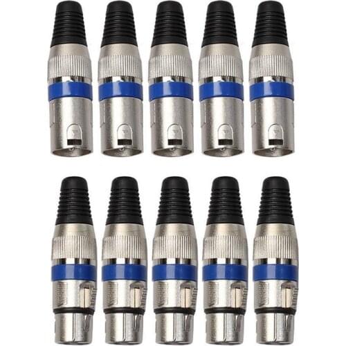 10Pcs XLR 3Pin Male & Female MIC Jack Plug Audio Microphone Wire Cable Connector