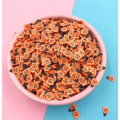 100g Cartoon Pumpkin Slice Polymer Soft Clay Sprinkles for Sharker Card Filling Accessories DIY Nail Art Decoration Crafts 5mm