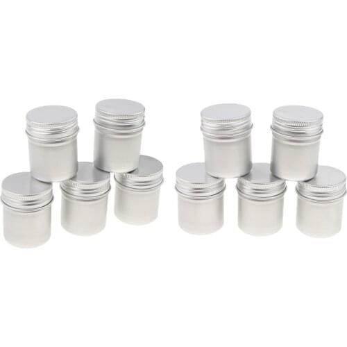 10x50ML PCS Aluminum Cans Pots Screw Lids Cream Tea Powder Wax Jar Container Refillable