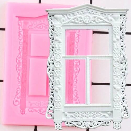 3D Window Cake Border Silicone Molds DIY Relief Cupcake Topper Fondant Cake Decorating Tools Candy Clay Chocolate Gumpaste Mould