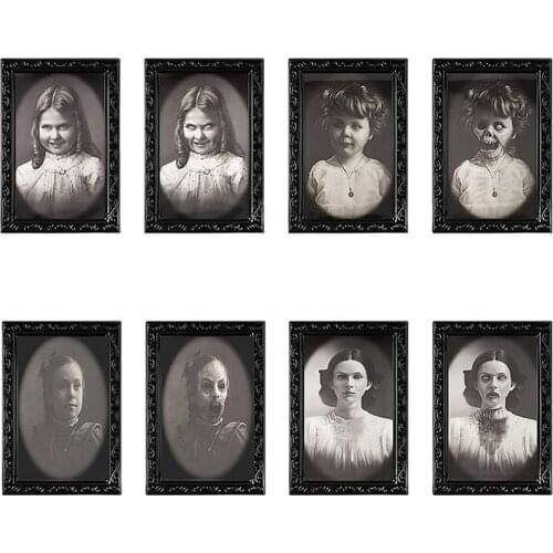 3d Ghost Photo Frame Horror Pictures Frames Changing Face Ghost Oil Painting Halloween Party Bar Haunted House Decoration Props